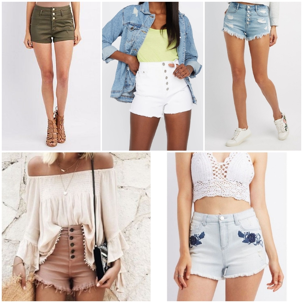 High waisted shorts 🍍🧡💛💙💛🧡🍍